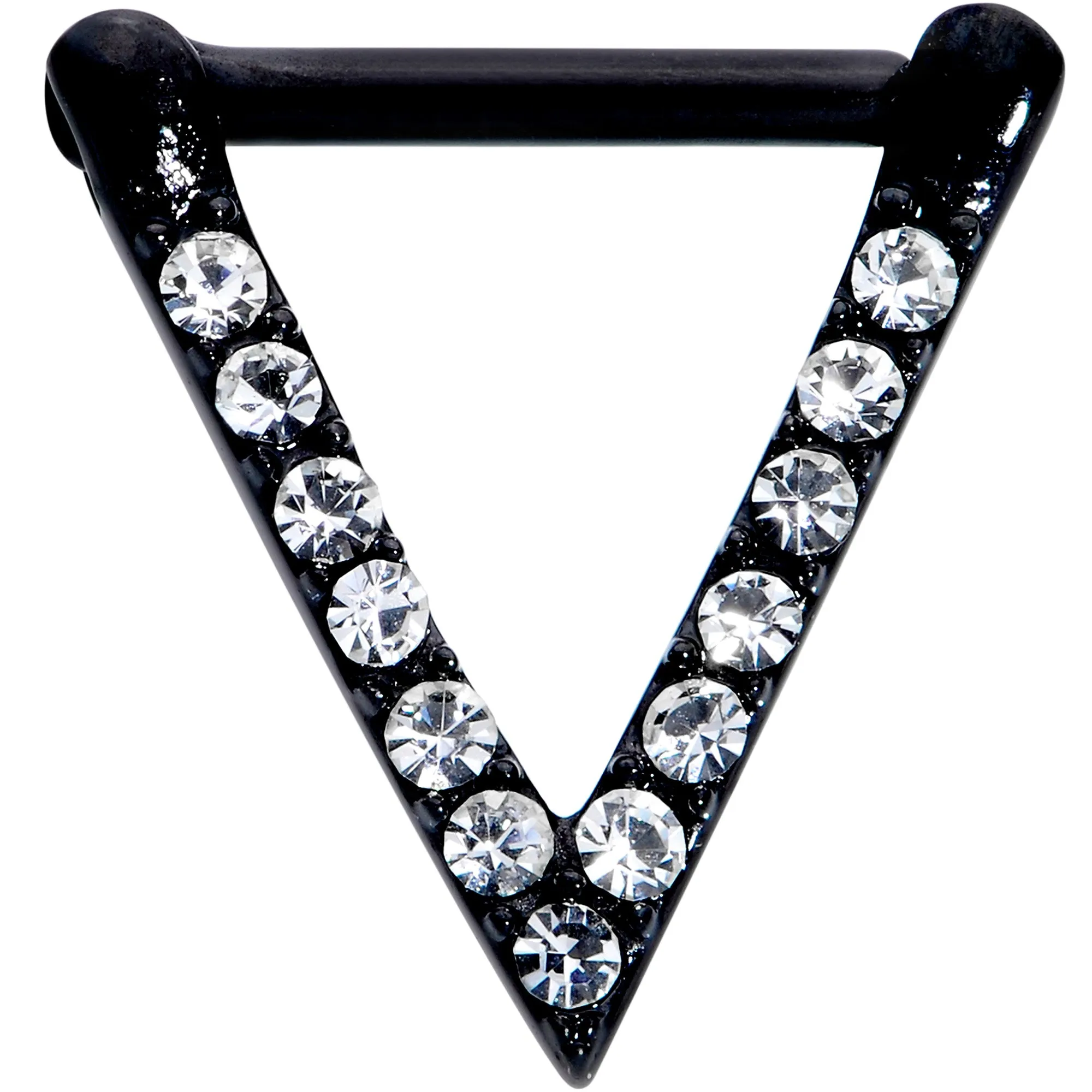 16 Gauge 5/16 Clear CZ Gem Black Sleek Triangle Septum Clicker