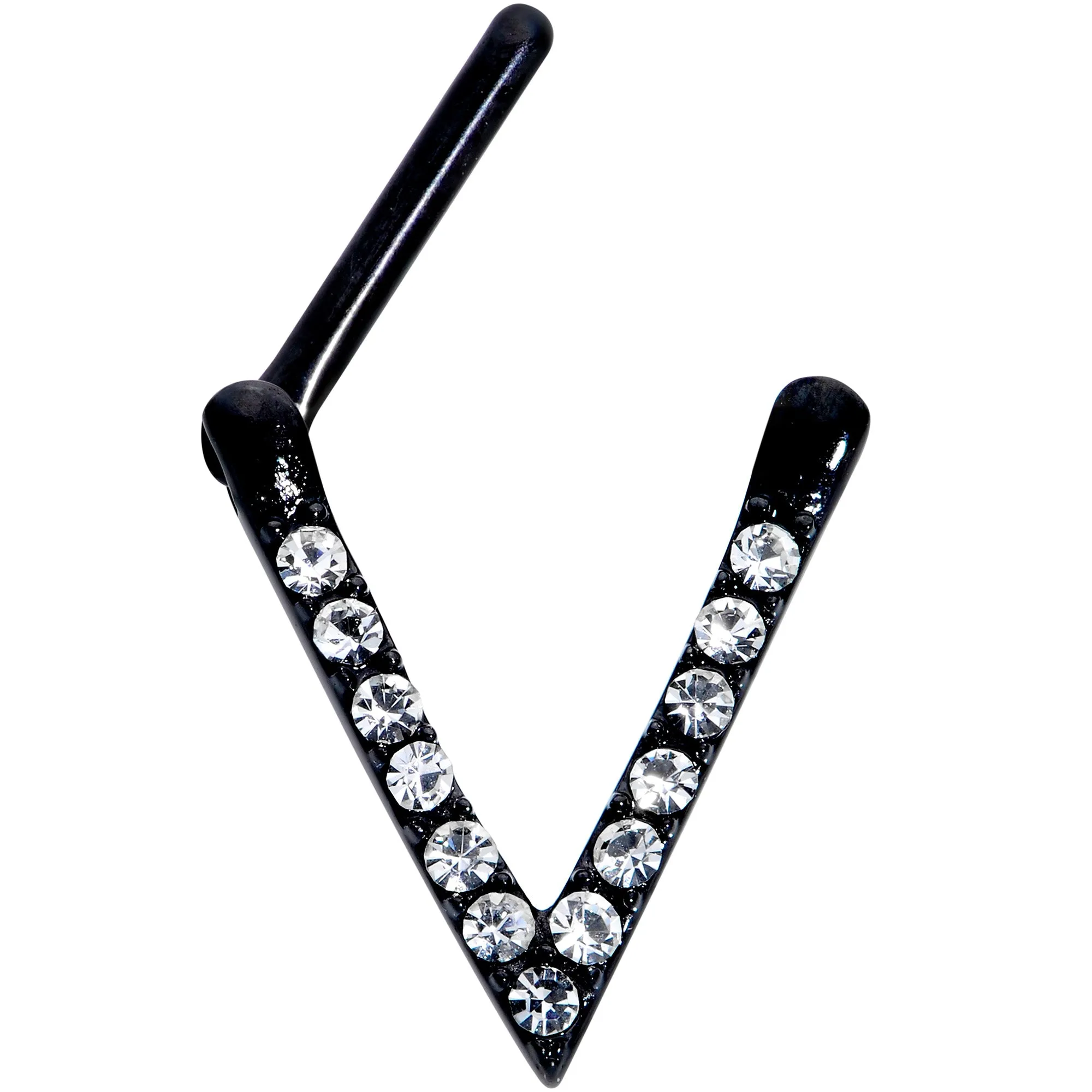 16 Gauge 5/16 Clear CZ Gem Black Sleek Triangle Septum Clicker
