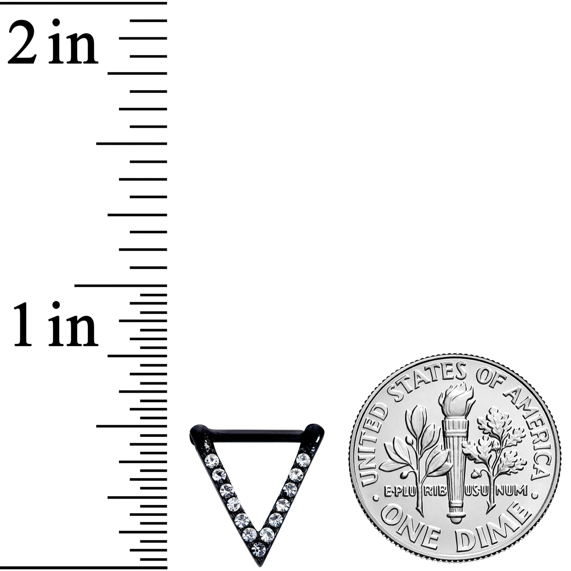 16 Gauge 5/16 Clear CZ Gem Black Sleek Triangle Septum Clicker