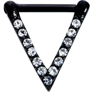 16 Gauge 5/16 Clear CZ Gem Black Sleek Triangle Septum Clicker
