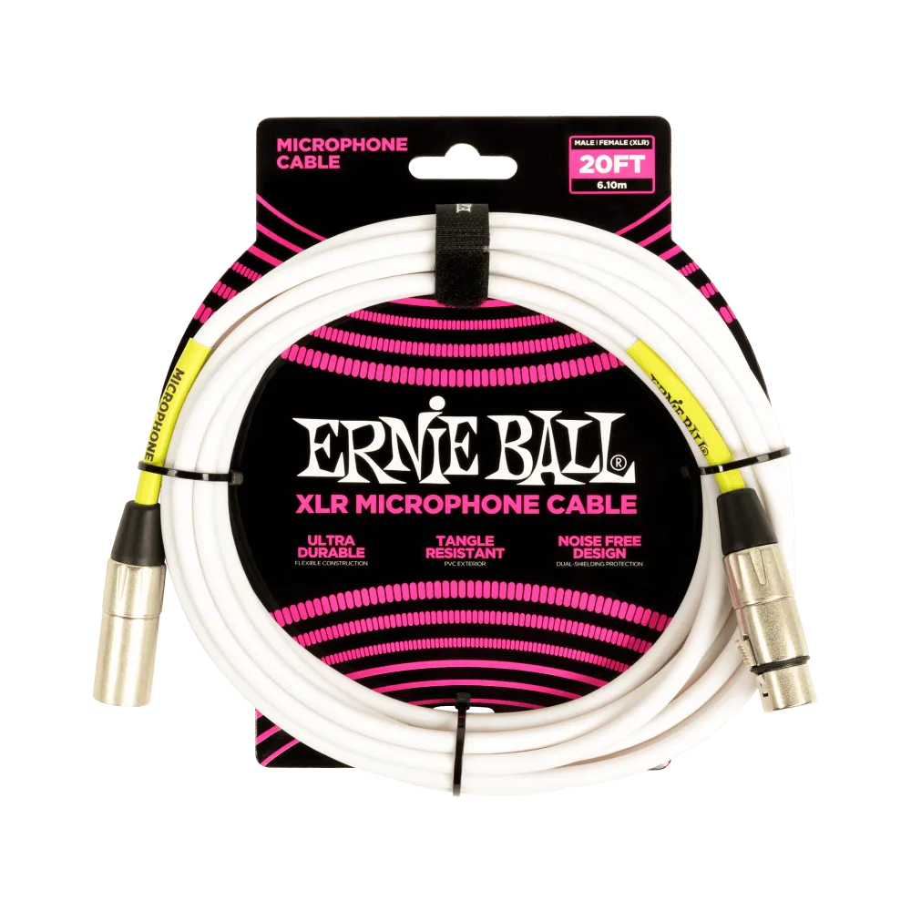 20ft Male Female XLR Microphone Cable White