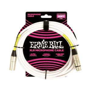 20ft Male Female XLR Microphone Cable White
