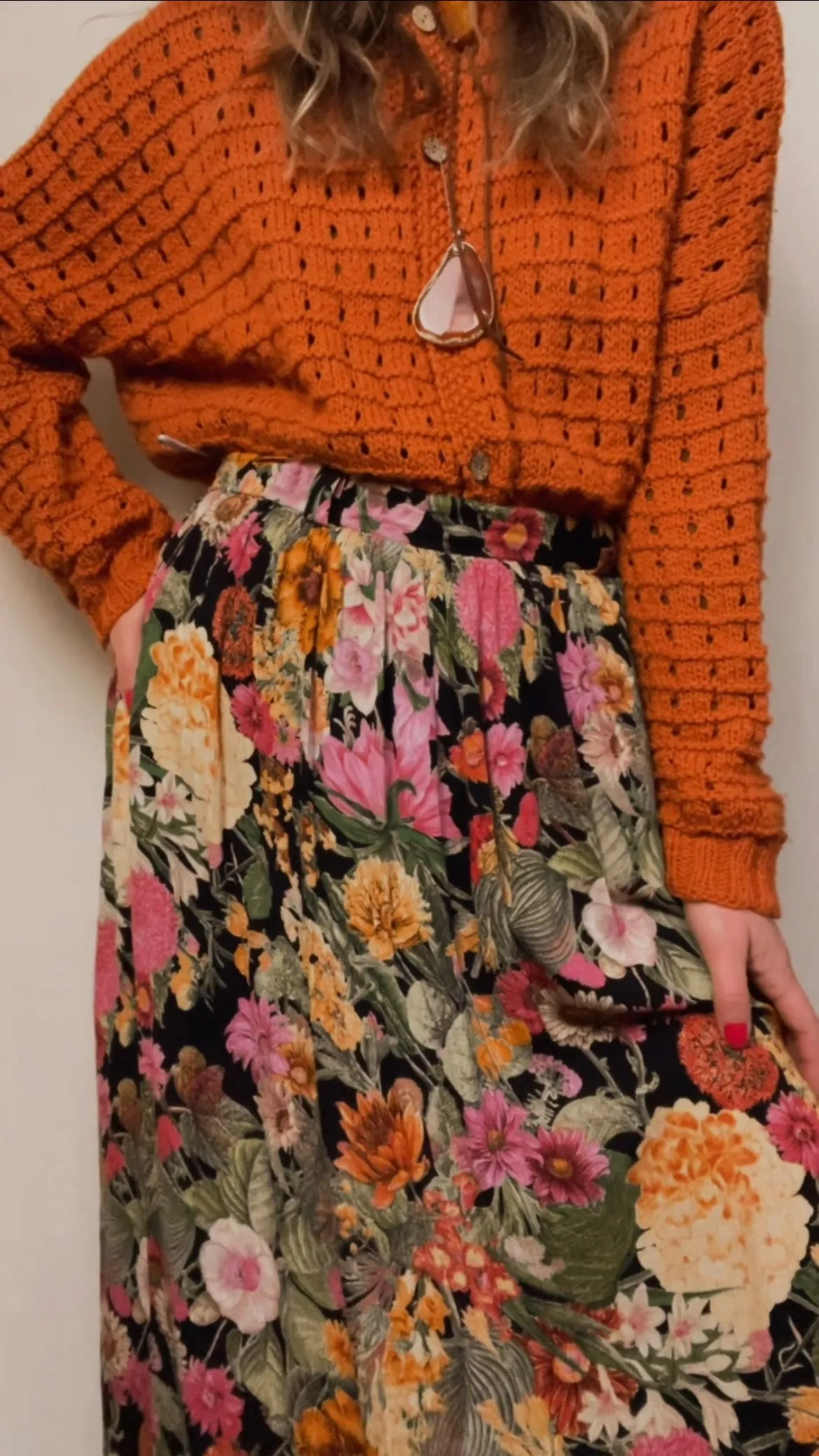70s Floral Skirt