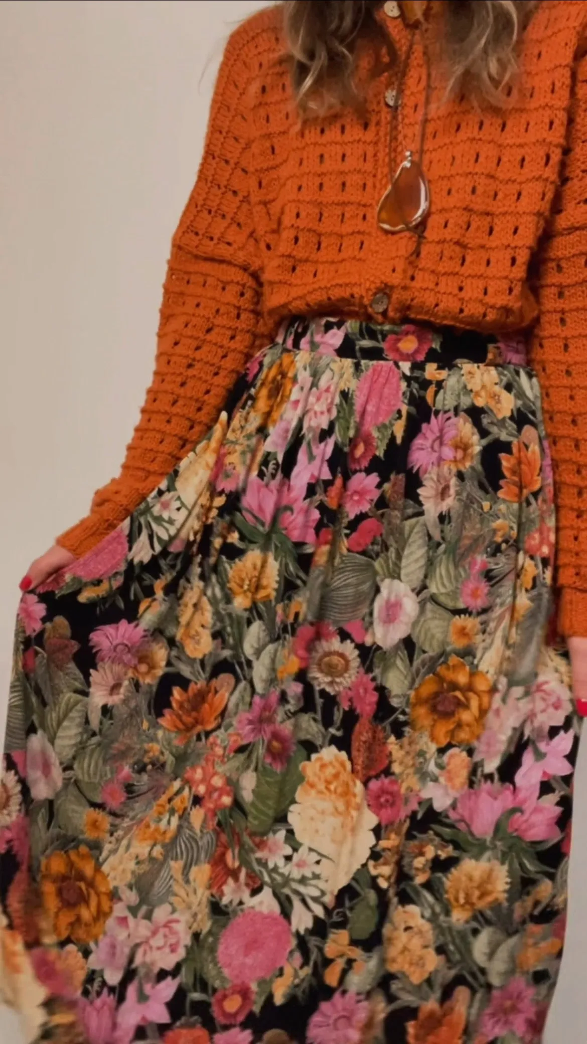 70s Floral Skirt