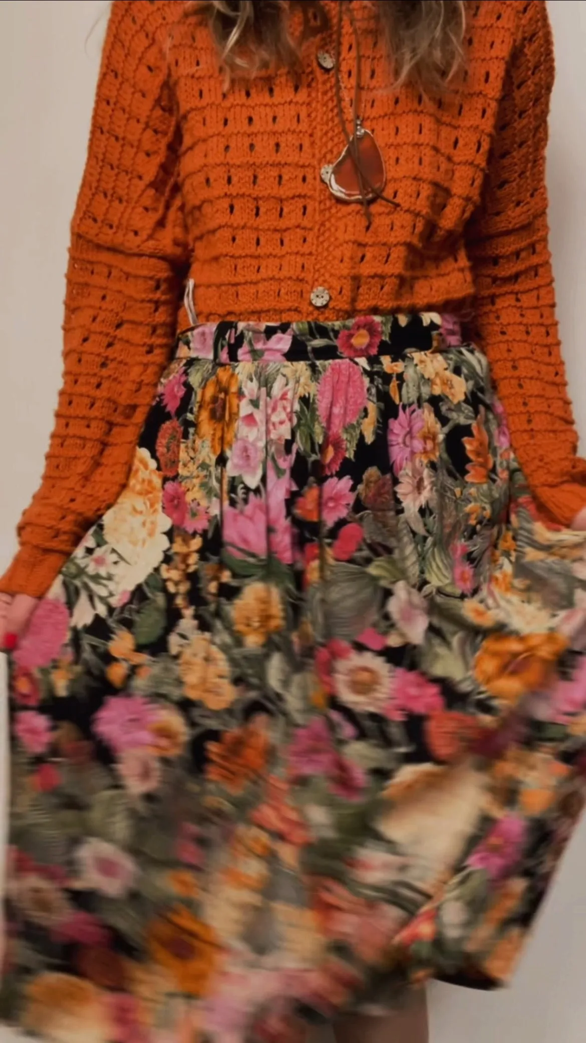 70s Floral Skirt