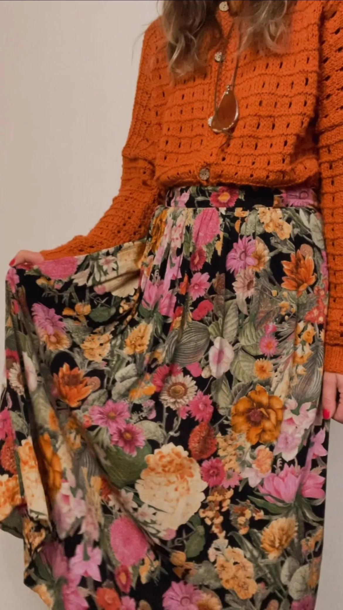 70s Floral Skirt