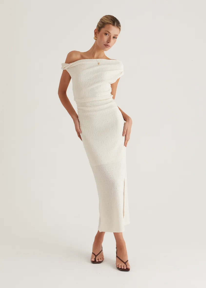 Archie One Shoulder Midi Dress - Cream