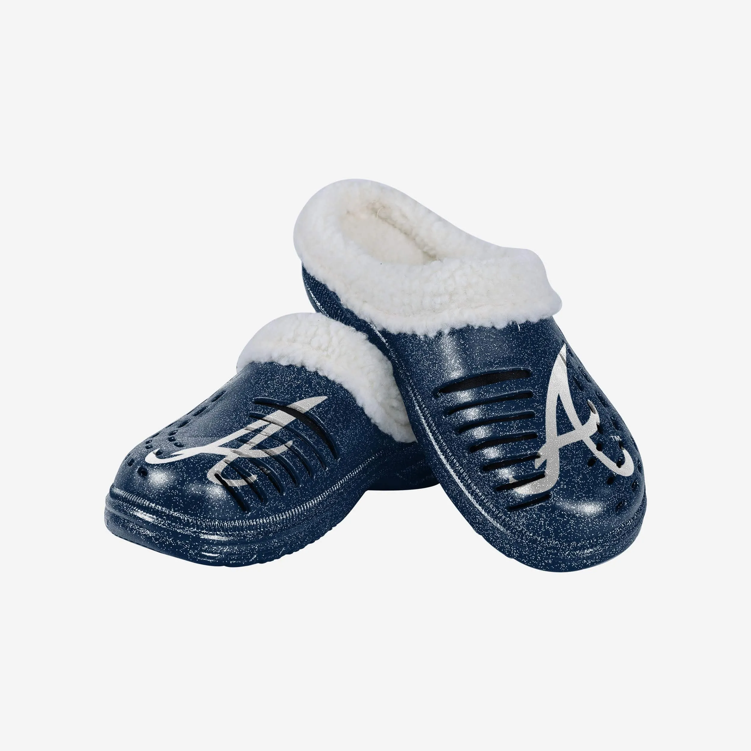Atlanta Braves Womens Sherpa Lined Glitter Clog