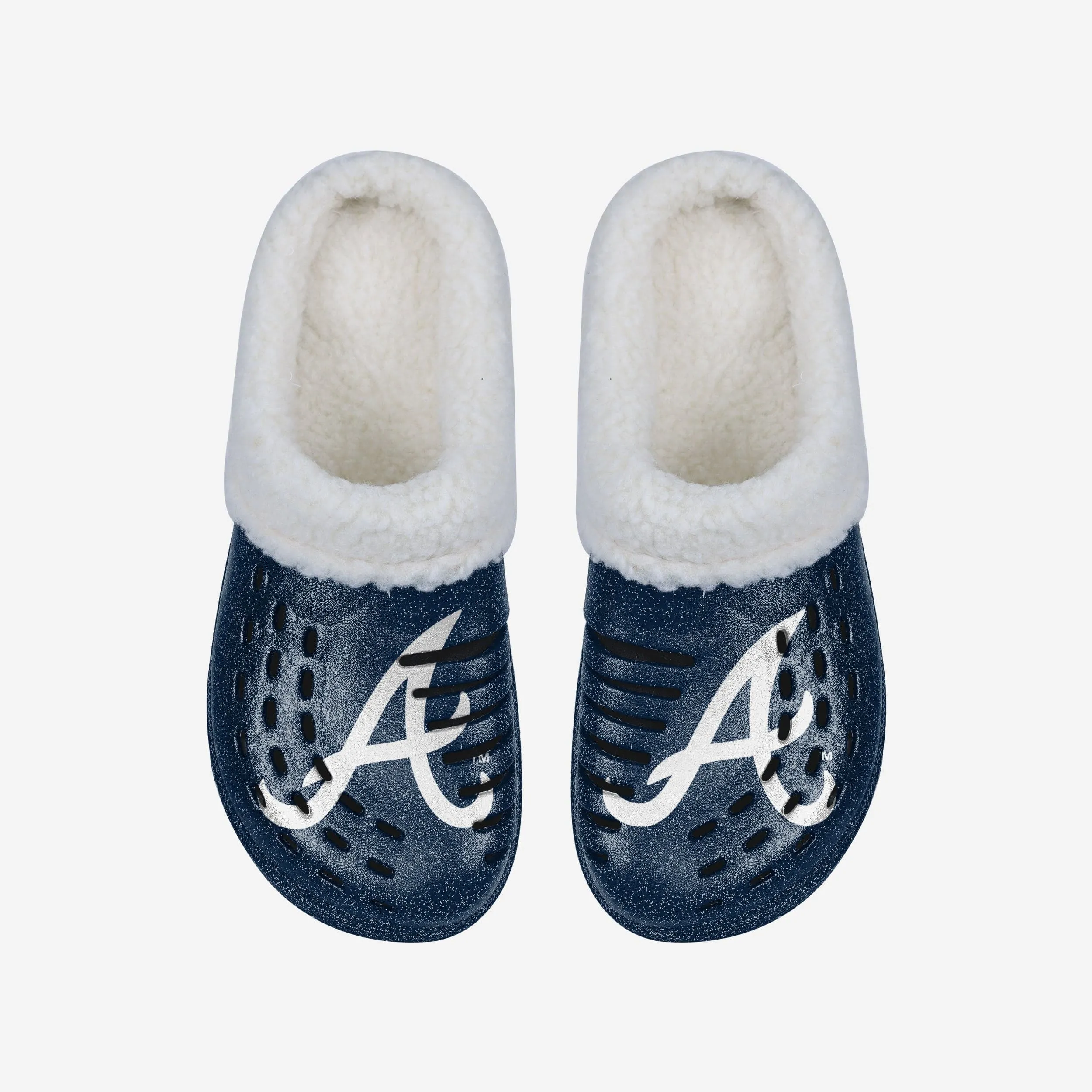 Atlanta Braves Womens Sherpa Lined Glitter Clog