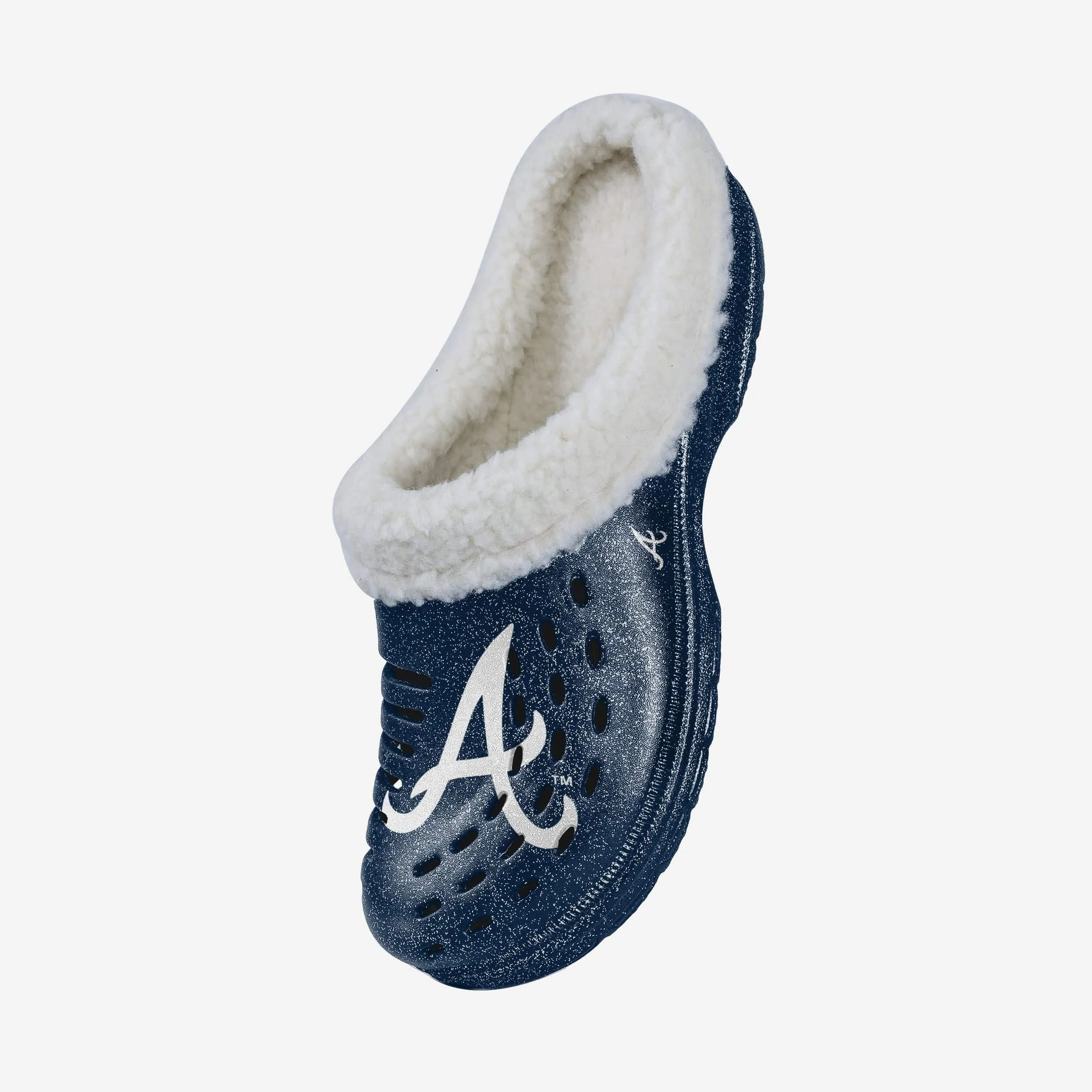 Atlanta Braves Womens Sherpa Lined Glitter Clog