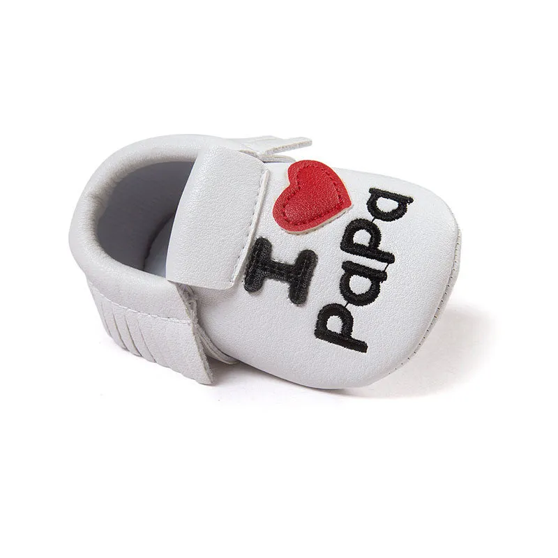 Baby Shoes Boys Girls Tassel Shoes Princess PU Leather Shoes born Baby Moccasins Love Papa Mama Baby First Walker Shoes