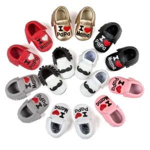 Baby Shoes Boys Girls Tassel Shoes Princess PU Leather Shoes born Baby Moccasins Love Papa Mama Baby First Walker Shoes