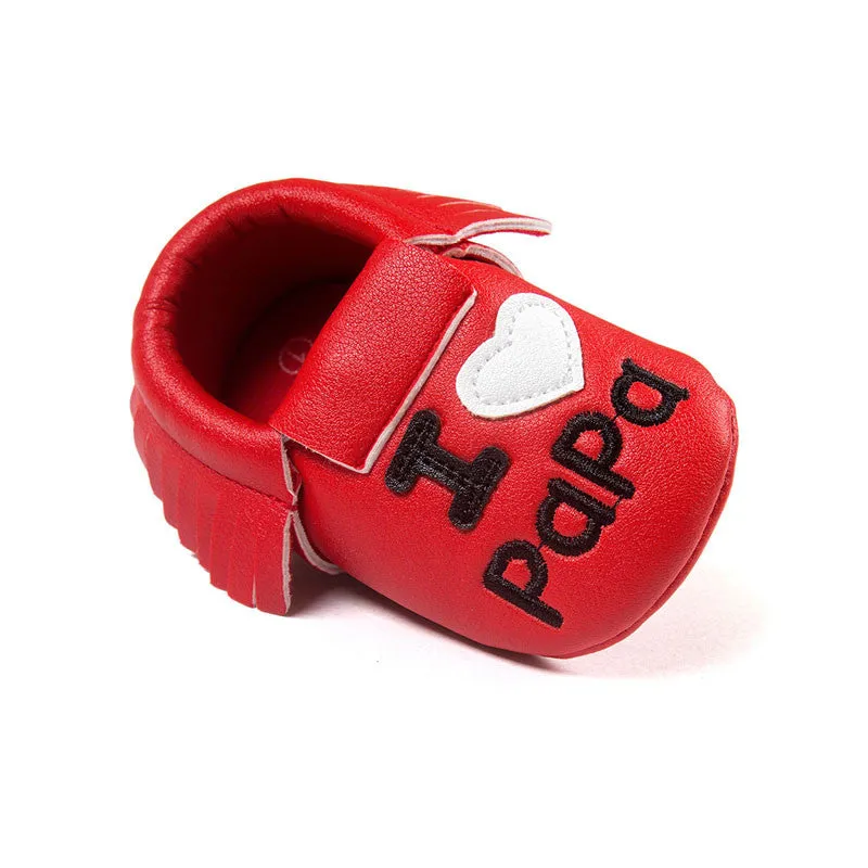 Baby Shoes Boys Girls Tassel Shoes Princess PU Leather Shoes born Baby Moccasins Love Papa Mama Baby First Walker Shoes