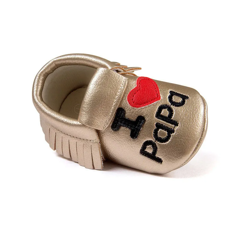 Baby Shoes Boys Girls Tassel Shoes Princess PU Leather Shoes born Baby Moccasins Love Papa Mama Baby First Walker Shoes
