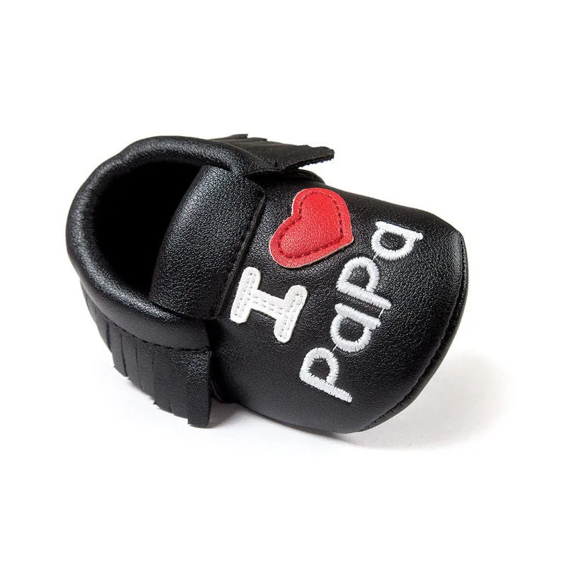 Baby Shoes Boys Girls Tassel Shoes Princess PU Leather Shoes born Baby Moccasins Love Papa Mama Baby First Walker Shoes