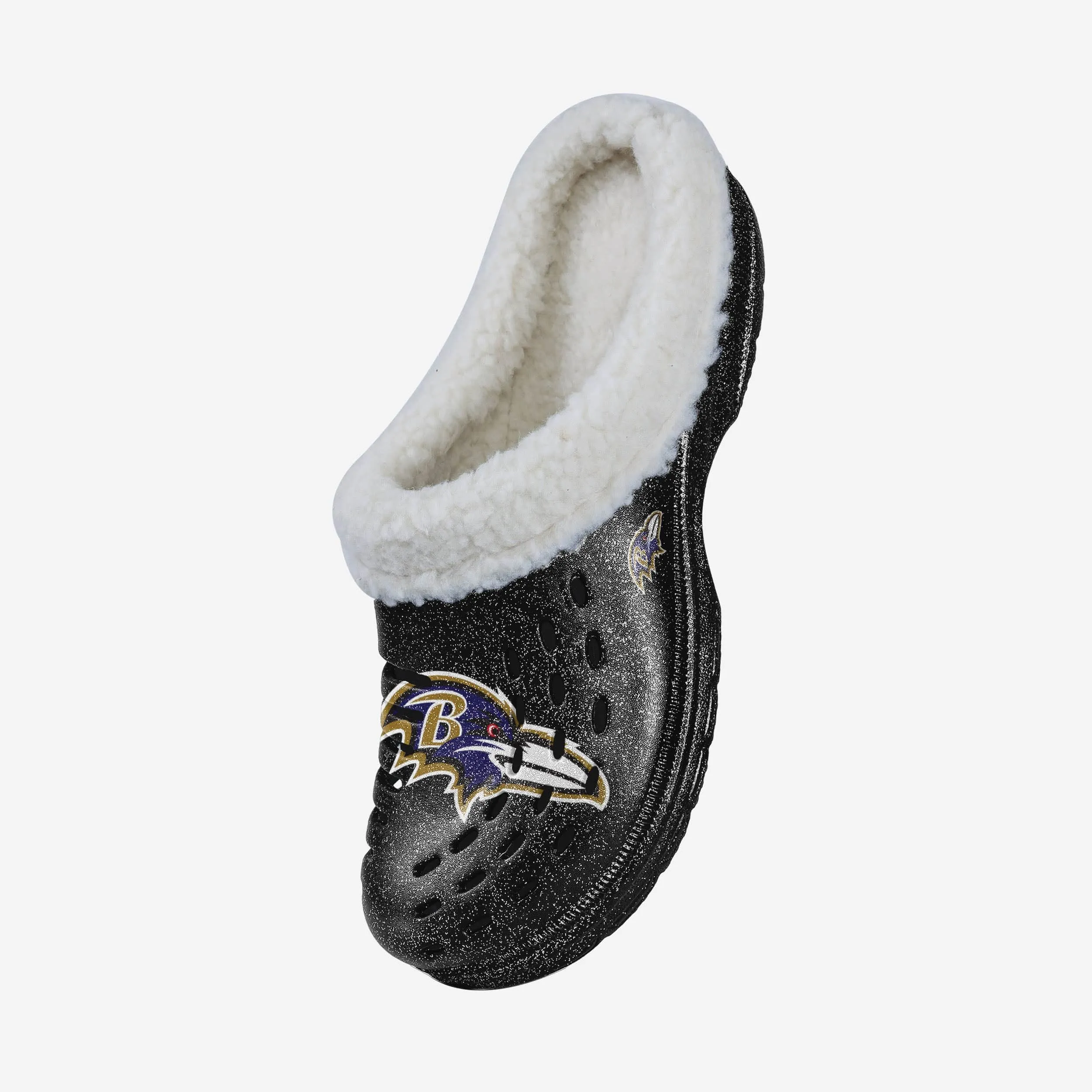 Baltimore Ravens Womens Sherpa Lined Glitter Clog