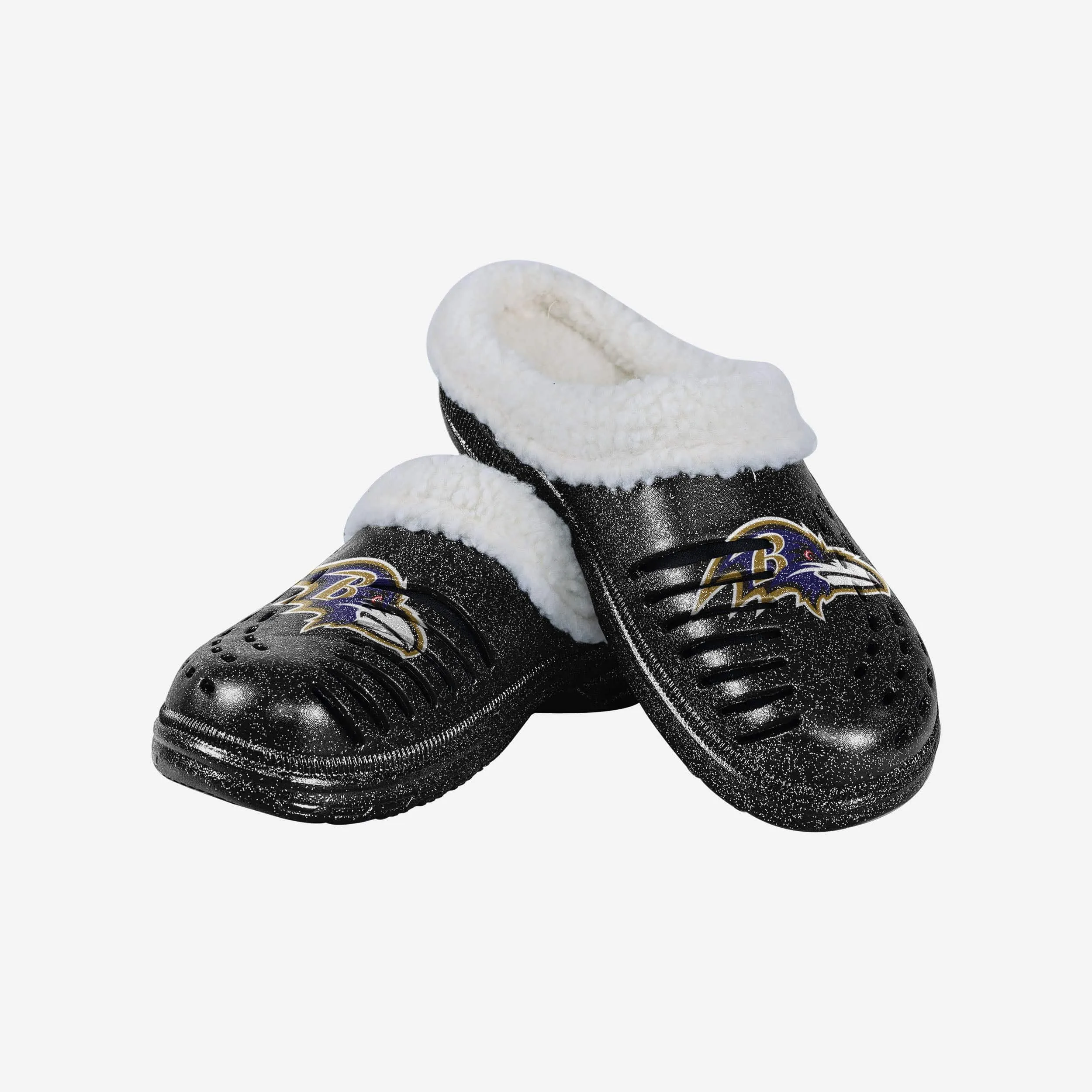 Baltimore Ravens Womens Sherpa Lined Glitter Clog