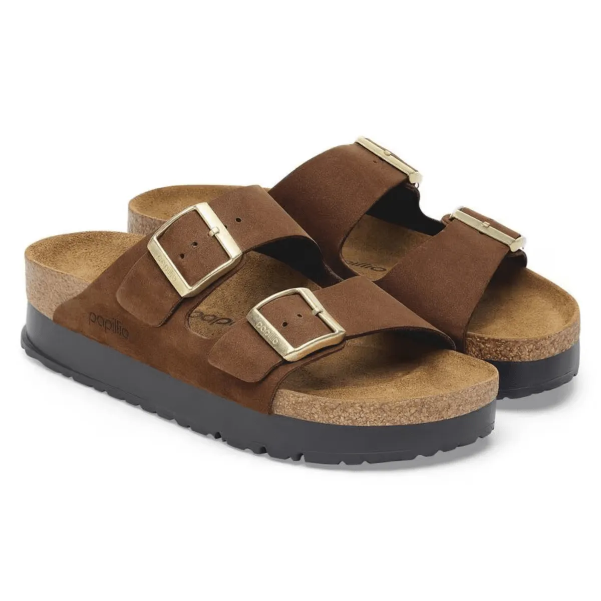 Birkenstock Women's Arizona Flex Platform Dark Tea Nubuck Leather