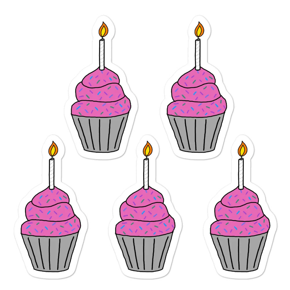 Birthday Cupcake 5.5" Vinyl Sticker Sheet