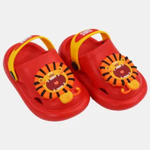 Boys Rubber Clog – Red with Roaring Lion Design