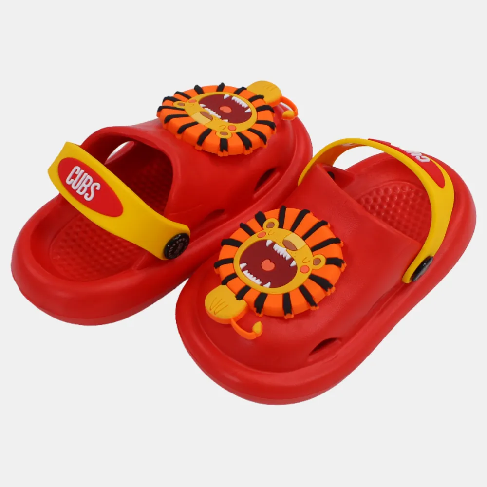 Boys Rubber Clog – Red with Roaring Lion Design