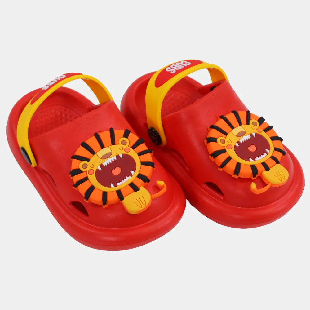 Boys Rubber Clog – Red with Roaring Lion Design