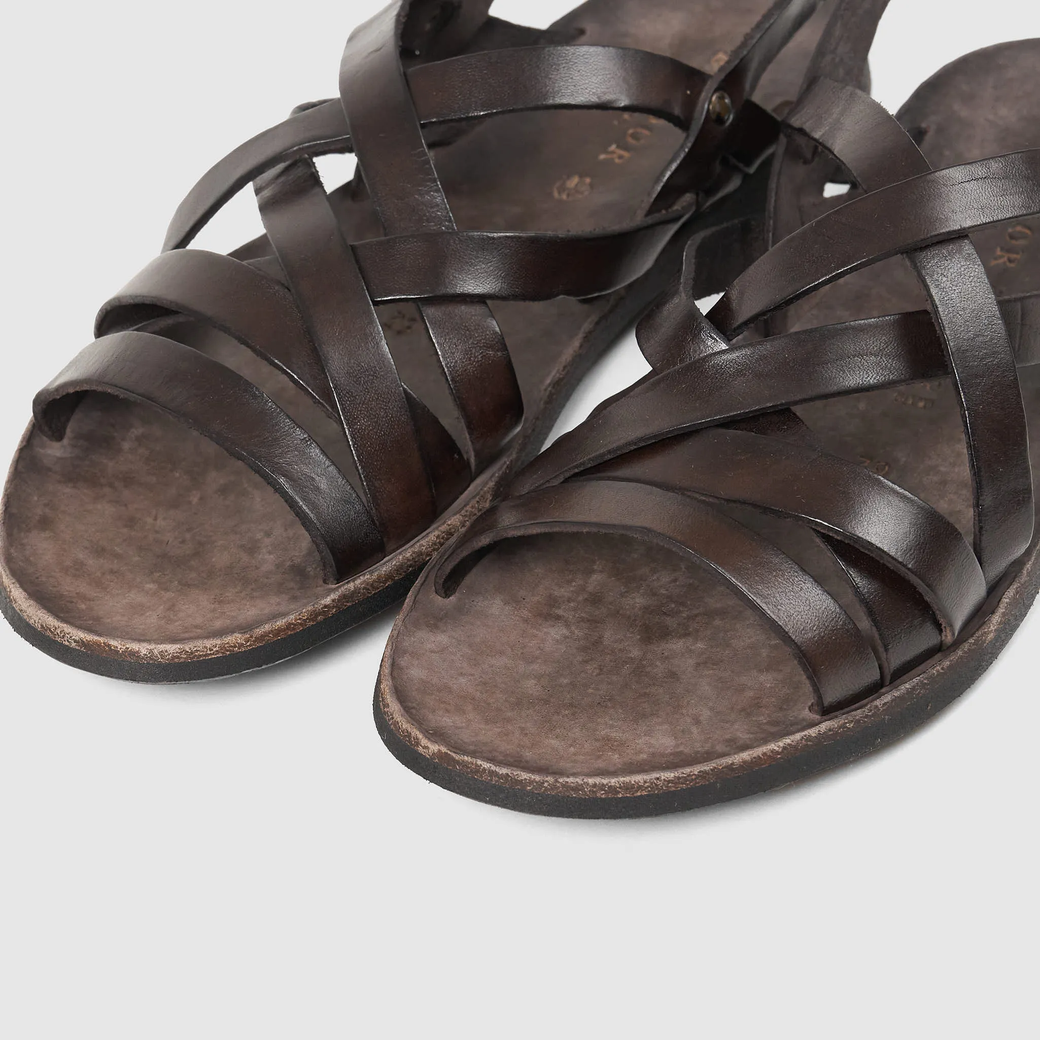 Brador Ladies Braided Heel Strap Leather Sandals