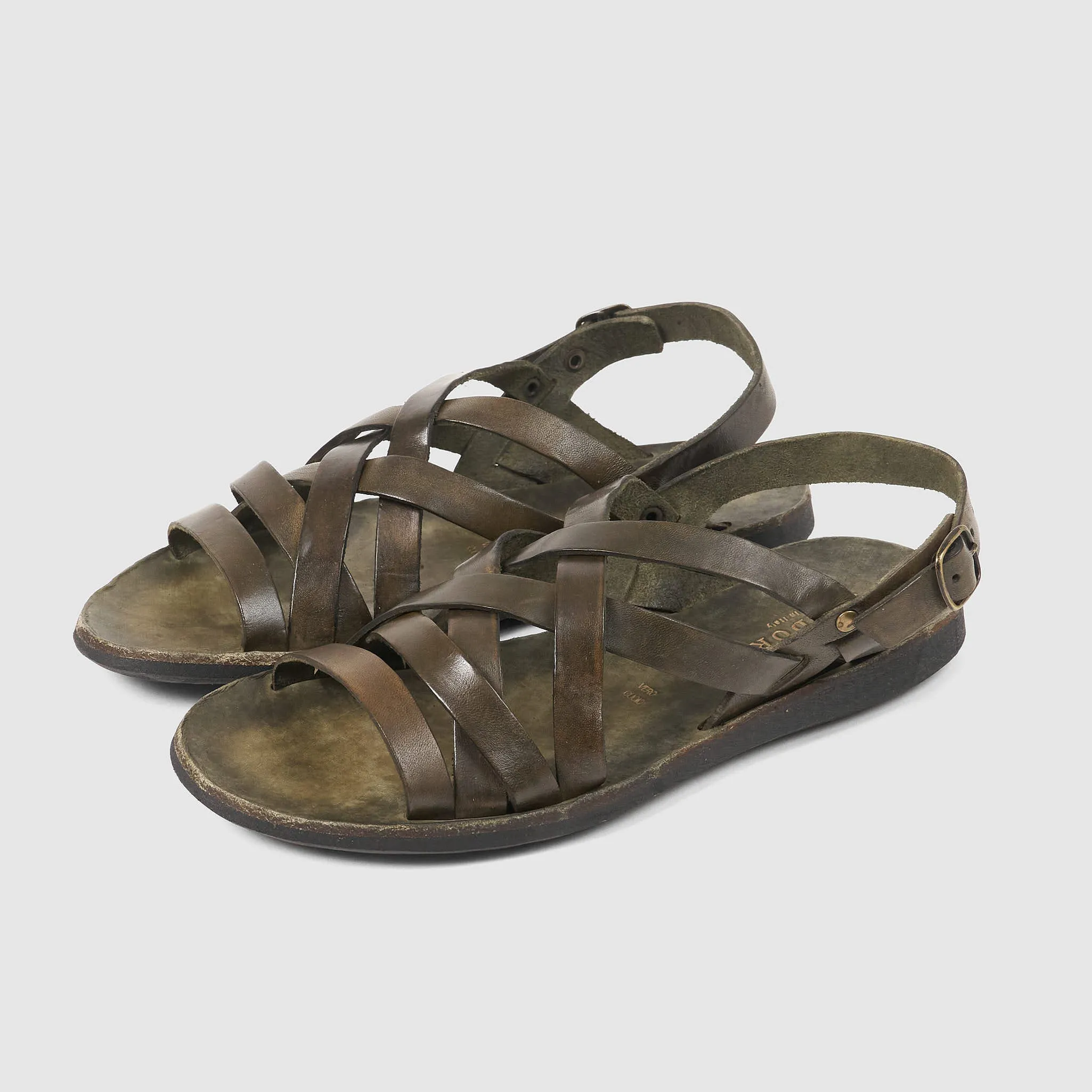 Brador Ladies Braided Heel Strap Leather Sandals