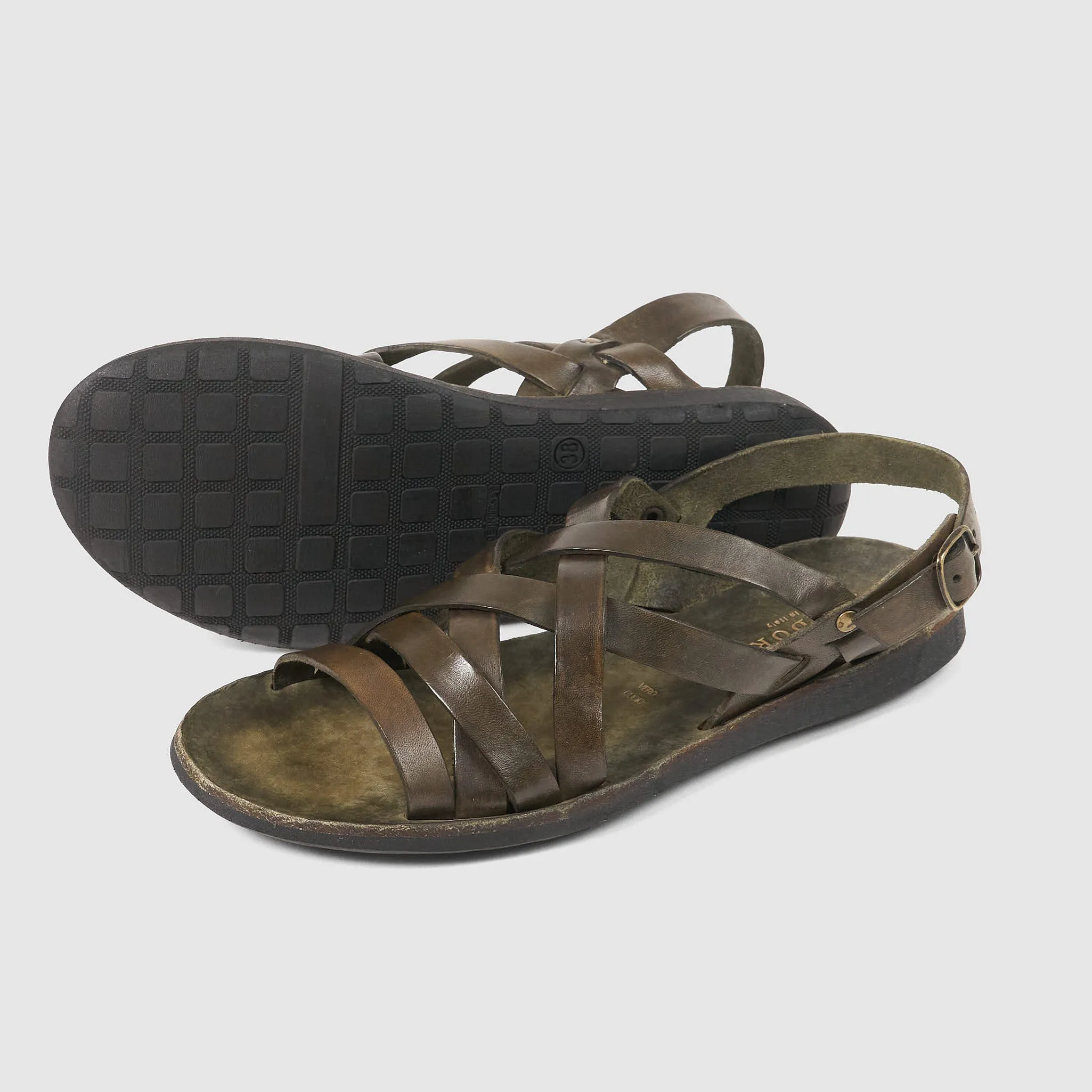 Brador Ladies Braided Heel Strap Leather Sandals