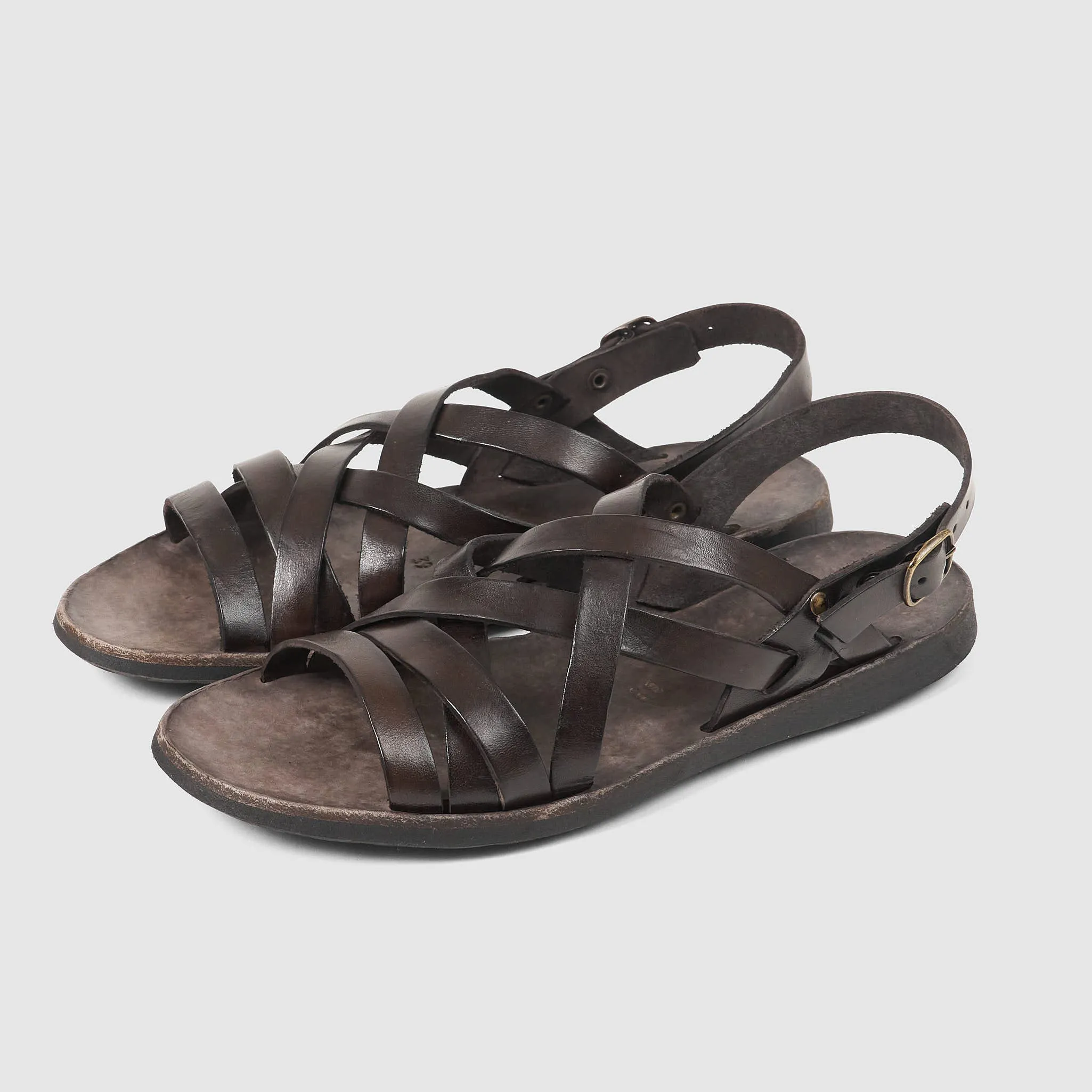 Brador Ladies Braided Heel Strap Leather Sandals