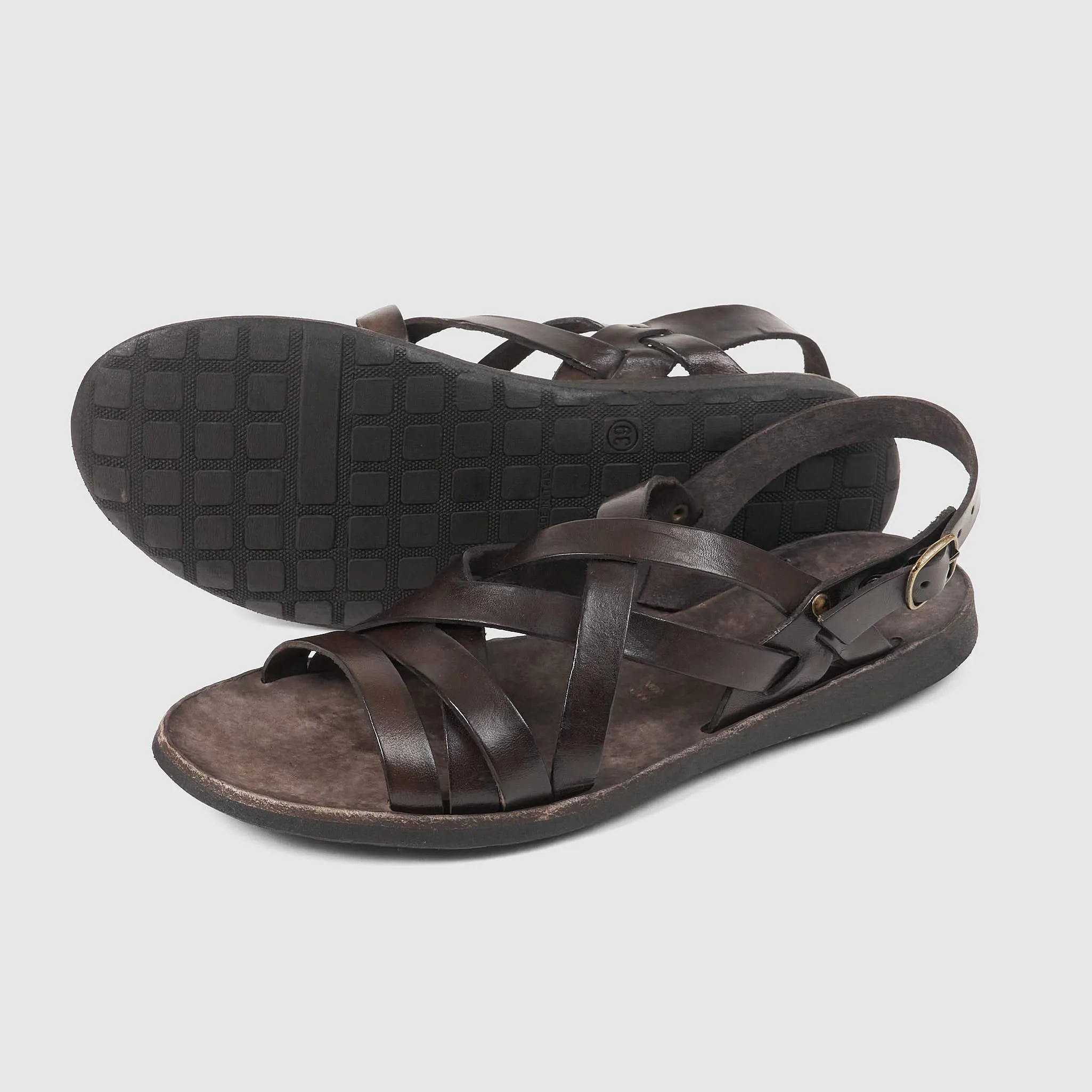 Brador Ladies Braided Heel Strap Leather Sandals