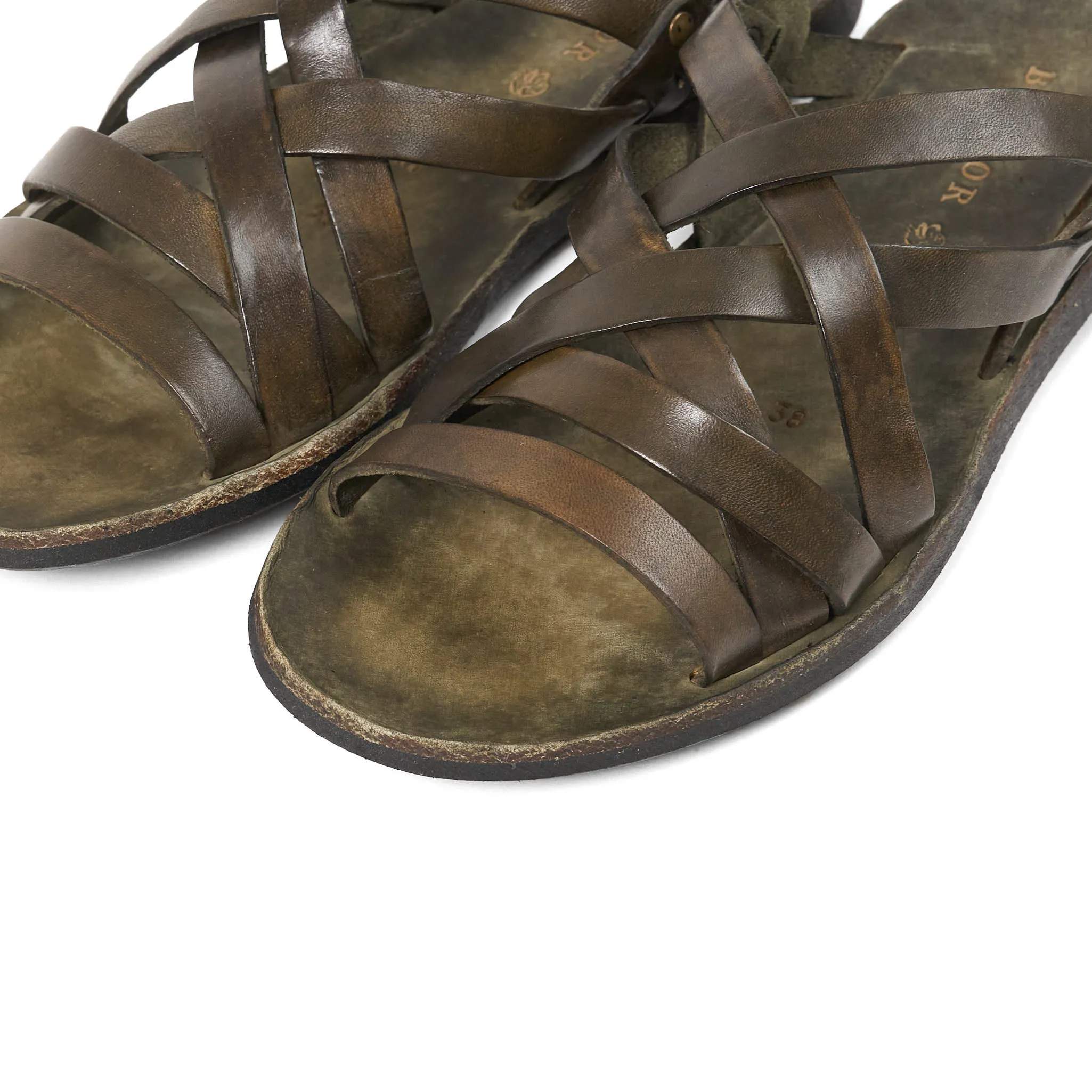 Brador Ladies Braided Heel Strap Leather Sandals