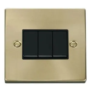 Brass 10A 3 Gang 2 Way Light Switch