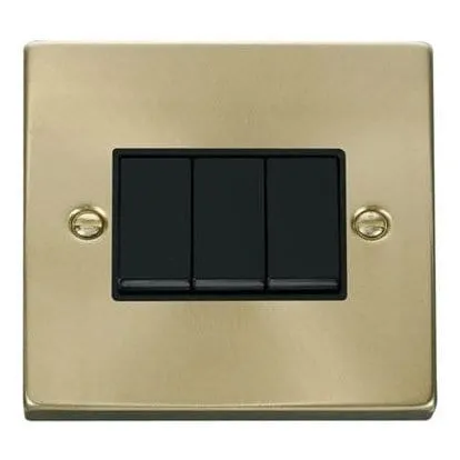 Brass 10A 3 Gang 2 Way Light Switch