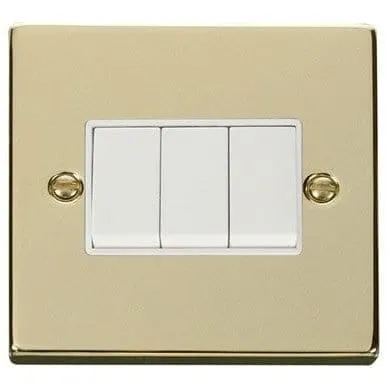 Brass 10A 3 Gang 2 Way Light Switch