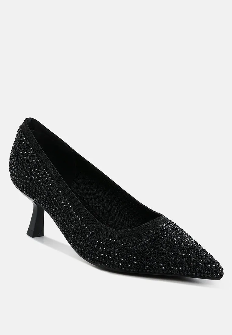 Breathable Flyknit Rhinestone Pumps By RUW