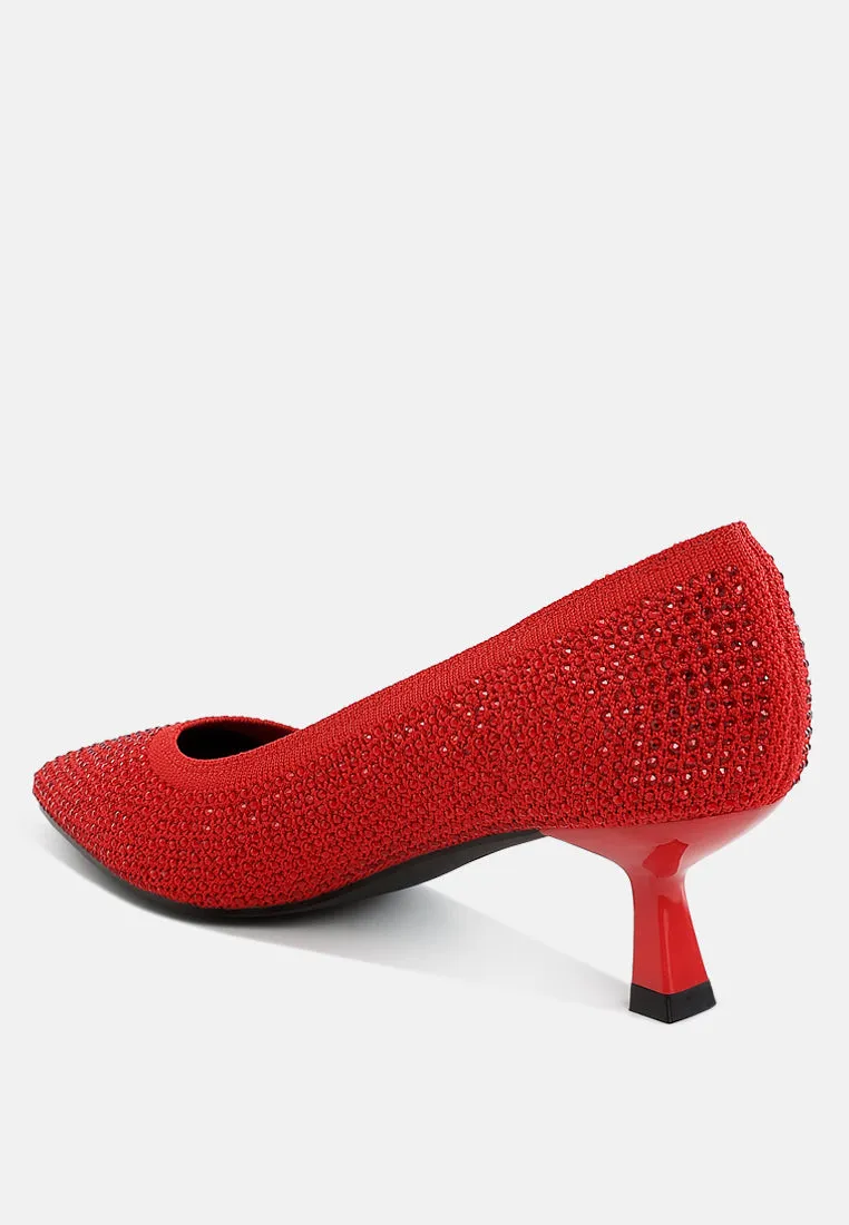 Breathable Flyknit Rhinestone Pumps By RUW
