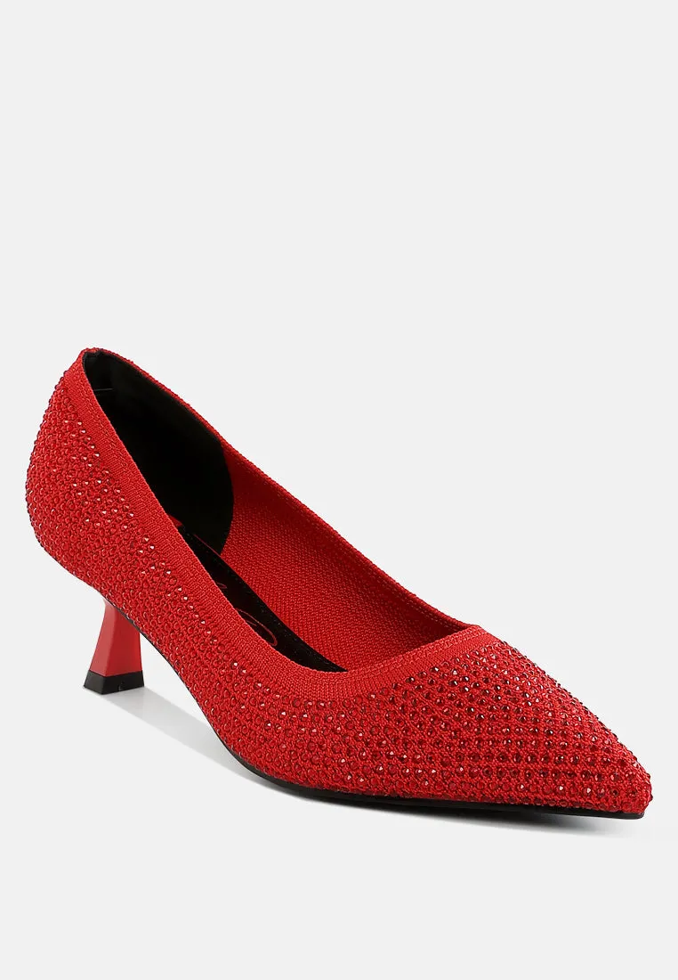 Breathable Flyknit Rhinestone Pumps By RUW