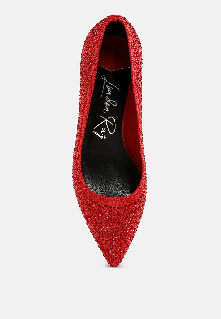 Breathable Flyknit Rhinestone Pumps By RUW