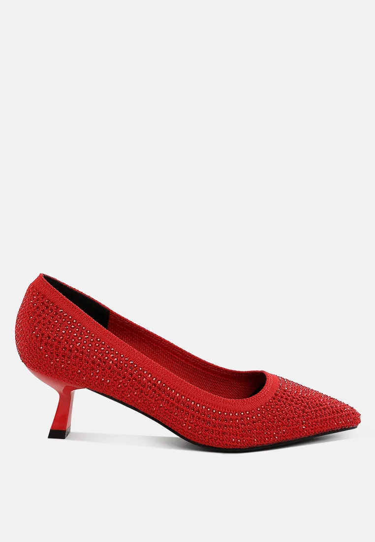 Breathable Flyknit Rhinestone Pumps By RUW