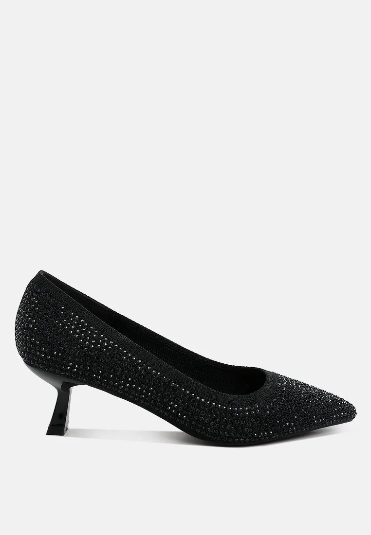 Breathable Flyknit Rhinestone Pumps By RUW