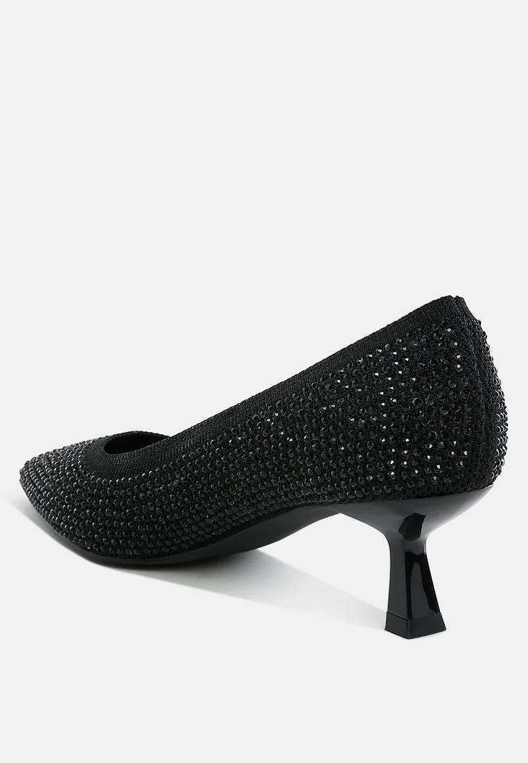 Breathable Flyknit Rhinestone Pumps By RUW