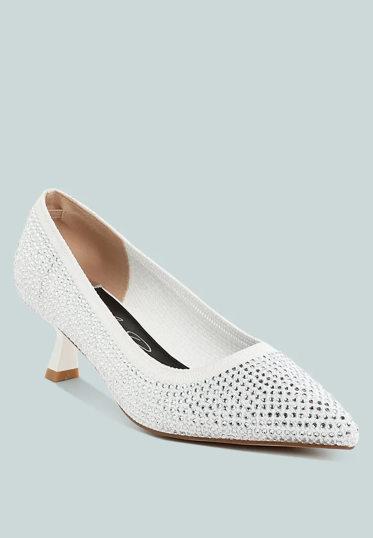 Breathable Flyknit Rhinestone Pumps By RUW