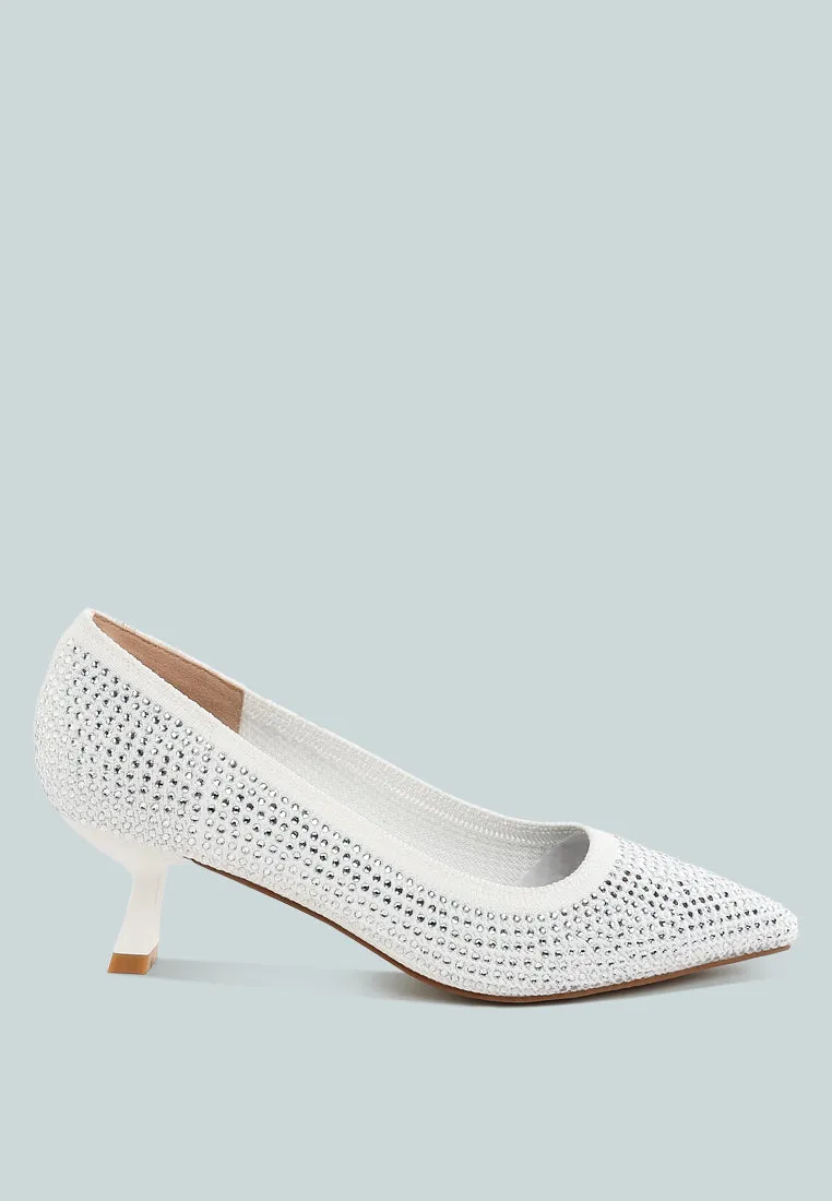 Breathable Flyknit Rhinestone Pumps By RUW