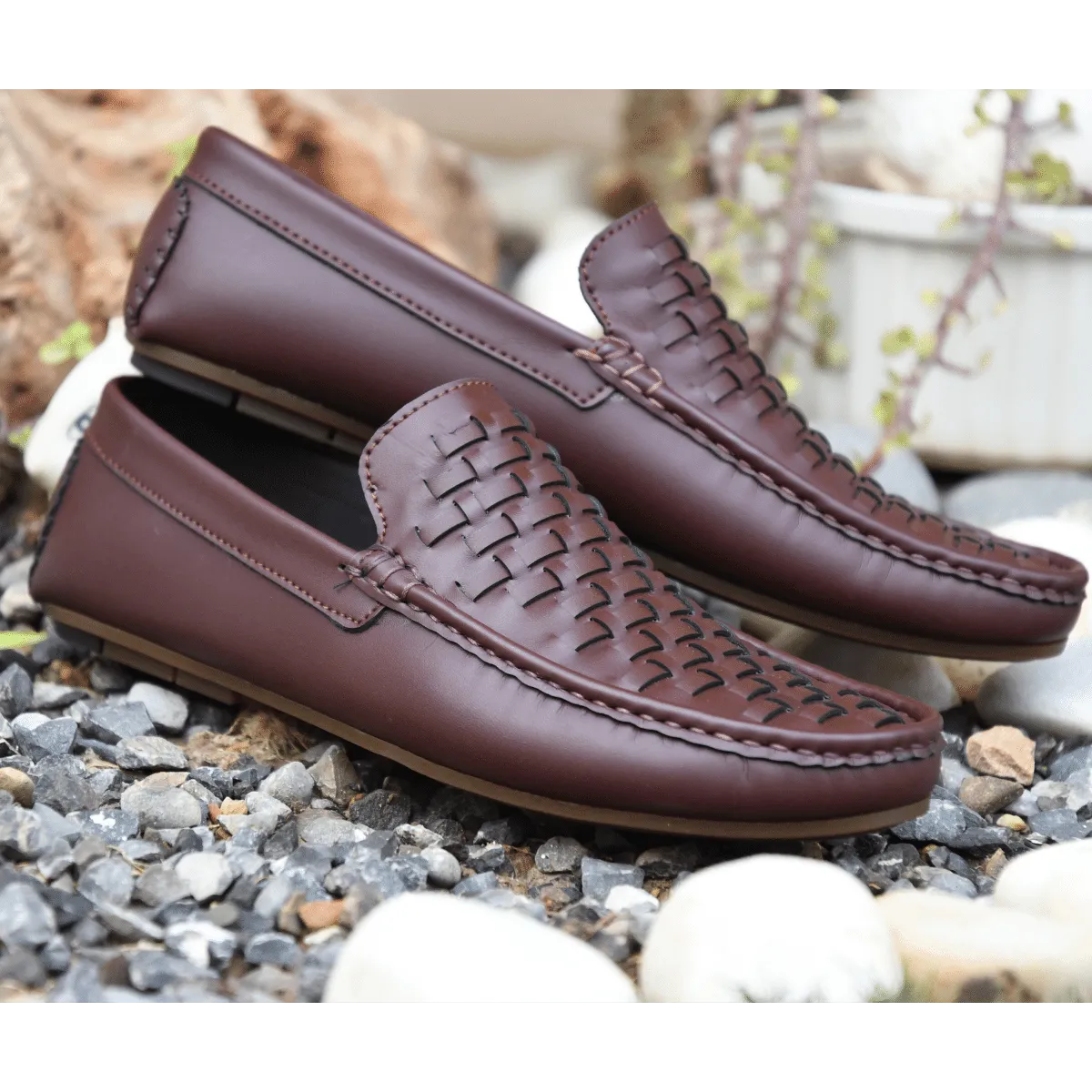 Brown Knitted Moccasin – Synthetic Leather – ST101
