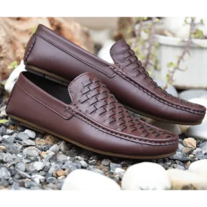Brown Knitted Moccasin – Synthetic Leather – ST101