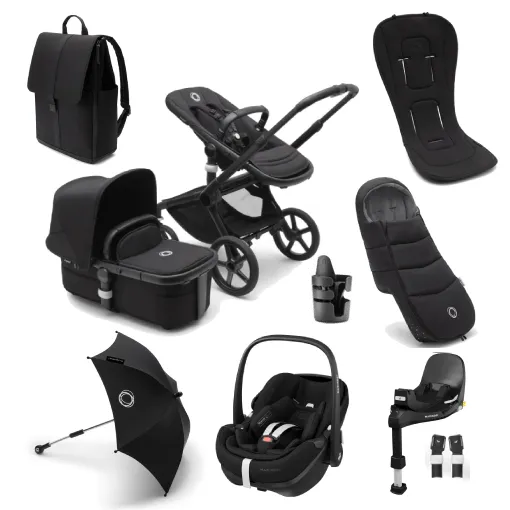 Bugaboo Fox 5, Pebble 360 PRO 2 Ultimate Travel System - Black/Midnight Black