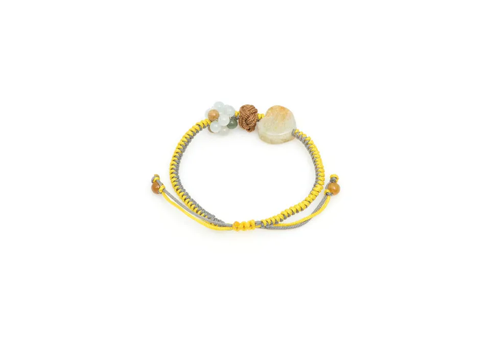 Burmese Jadeite 'Love and Wisdom' Children's Silk Bracelet
