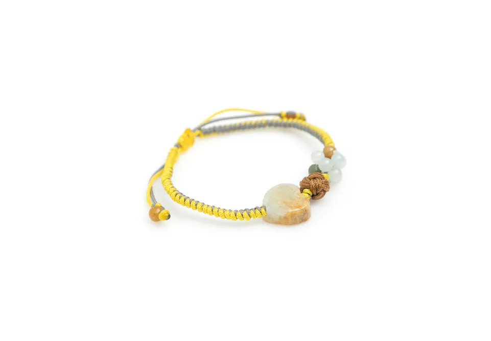 Burmese Jadeite 'Love and Wisdom' Children's Silk Bracelet