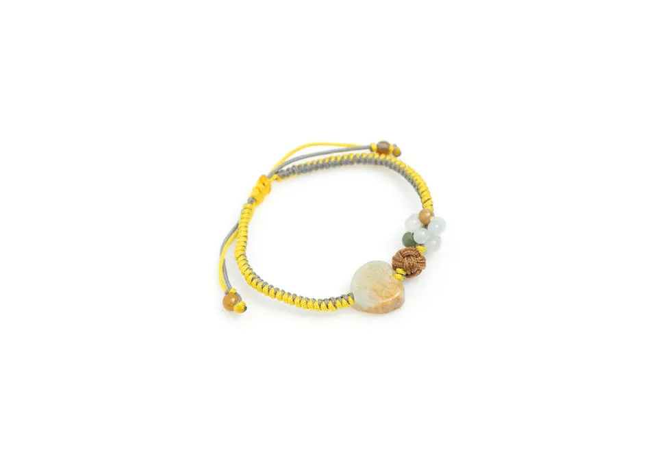Burmese Jadeite 'Love and Wisdom' Children's Silk Bracelet